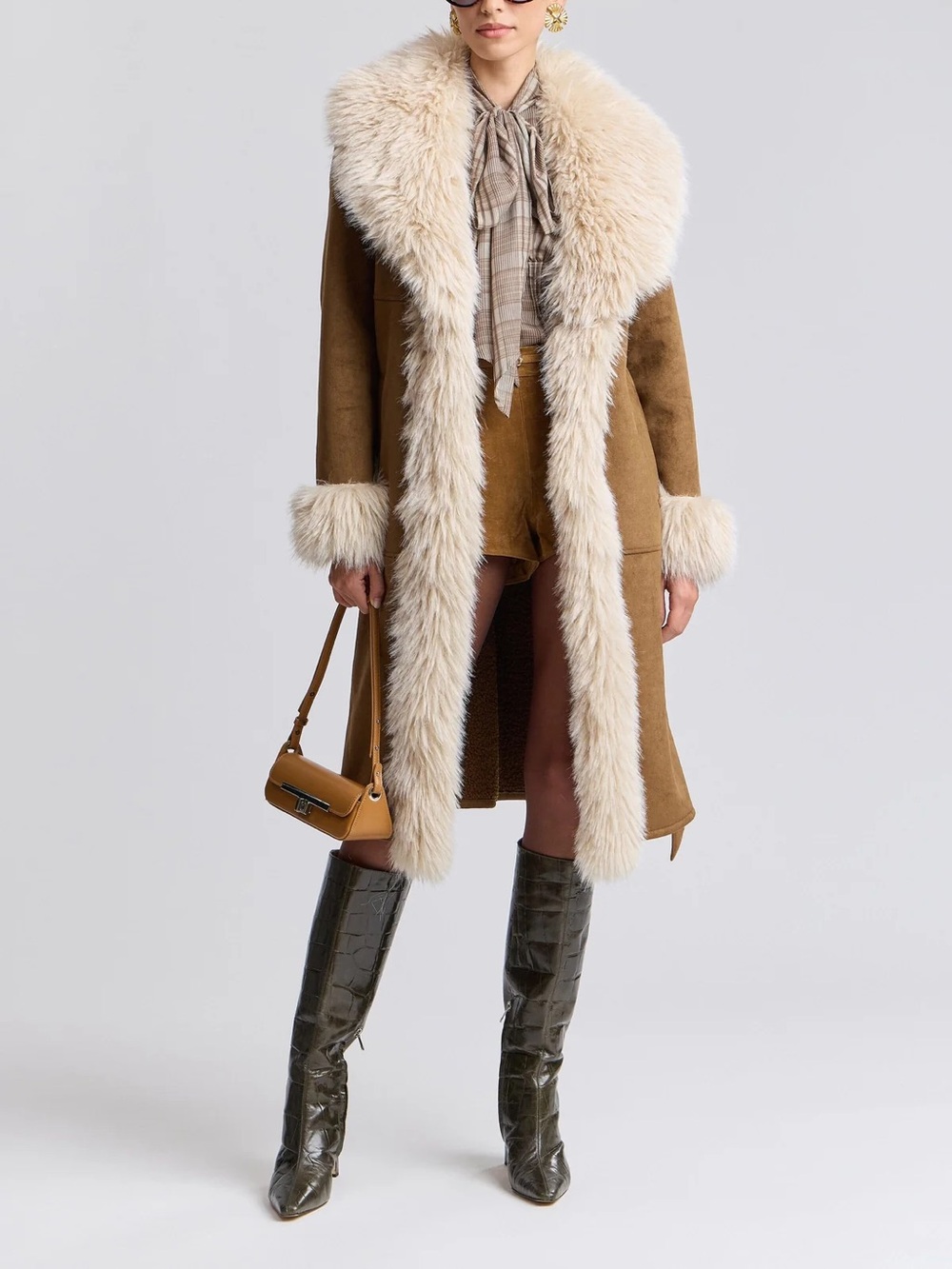 Avec Les Filles Belted Faux Suede and Sherling Coat / XS NEW WITH TAGS NW - Picture 10 of 14